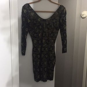 Black and gold lace dress
